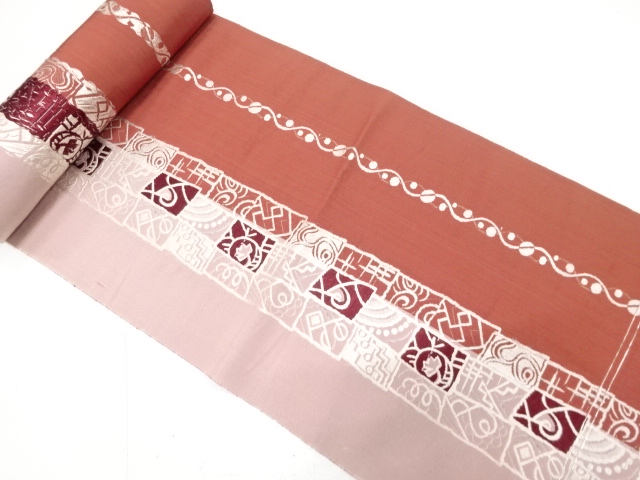 アンティーク　更紗模様織り出し　八寸帯地反物